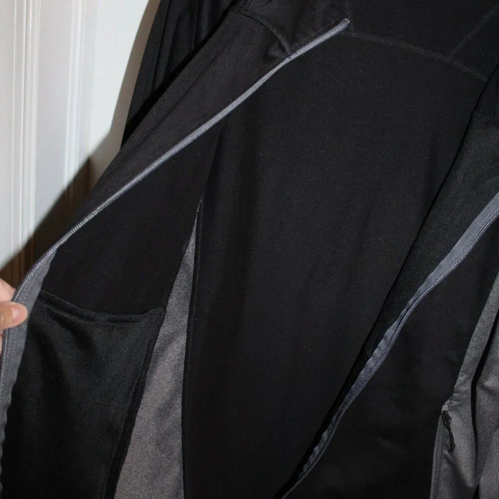 The North Face Soft Shell Hooded Zip Up Anorak Jacket Black Gray Mens L/G